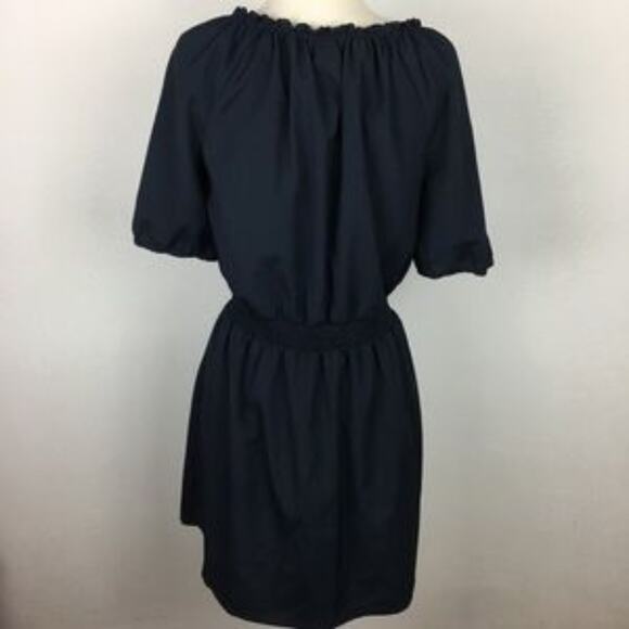 Loft Navy Short Sleeve Elastic Waist  Fit & Flare  Dress Small - Picture 4 of 6